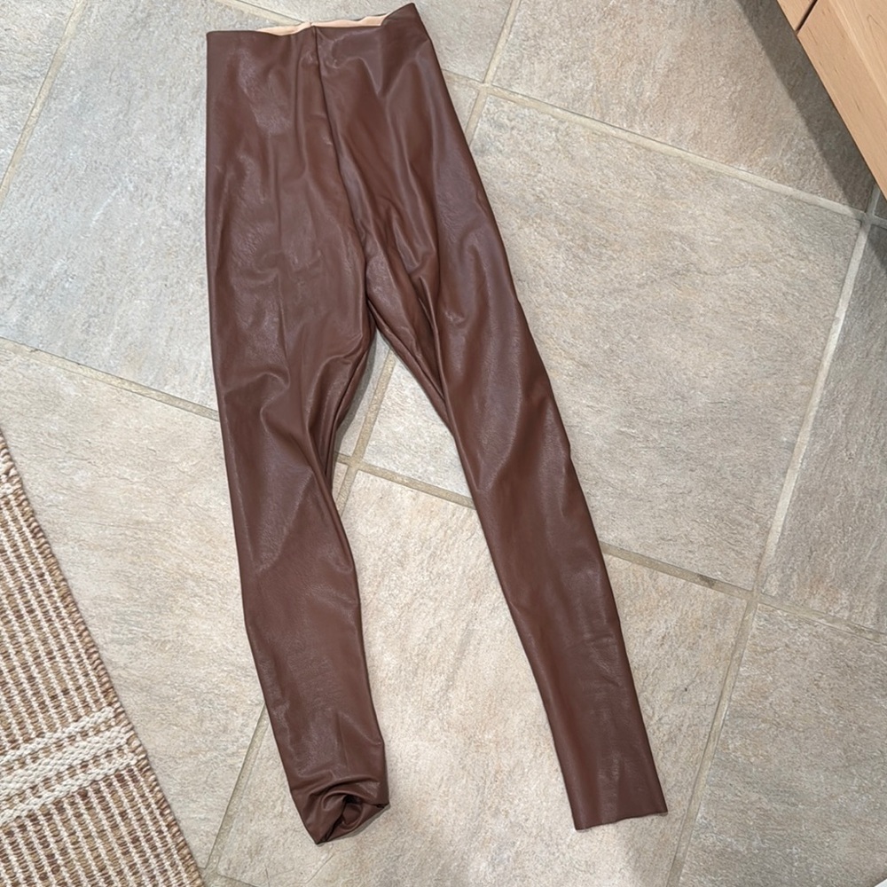 Commando Brown Faux Leather Leggings size XS